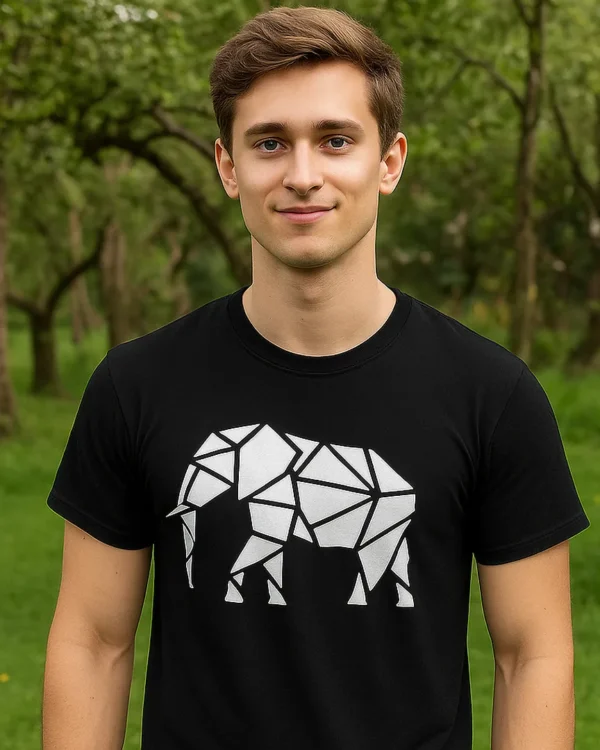 Camiseta Elefante Geométrico color Negro