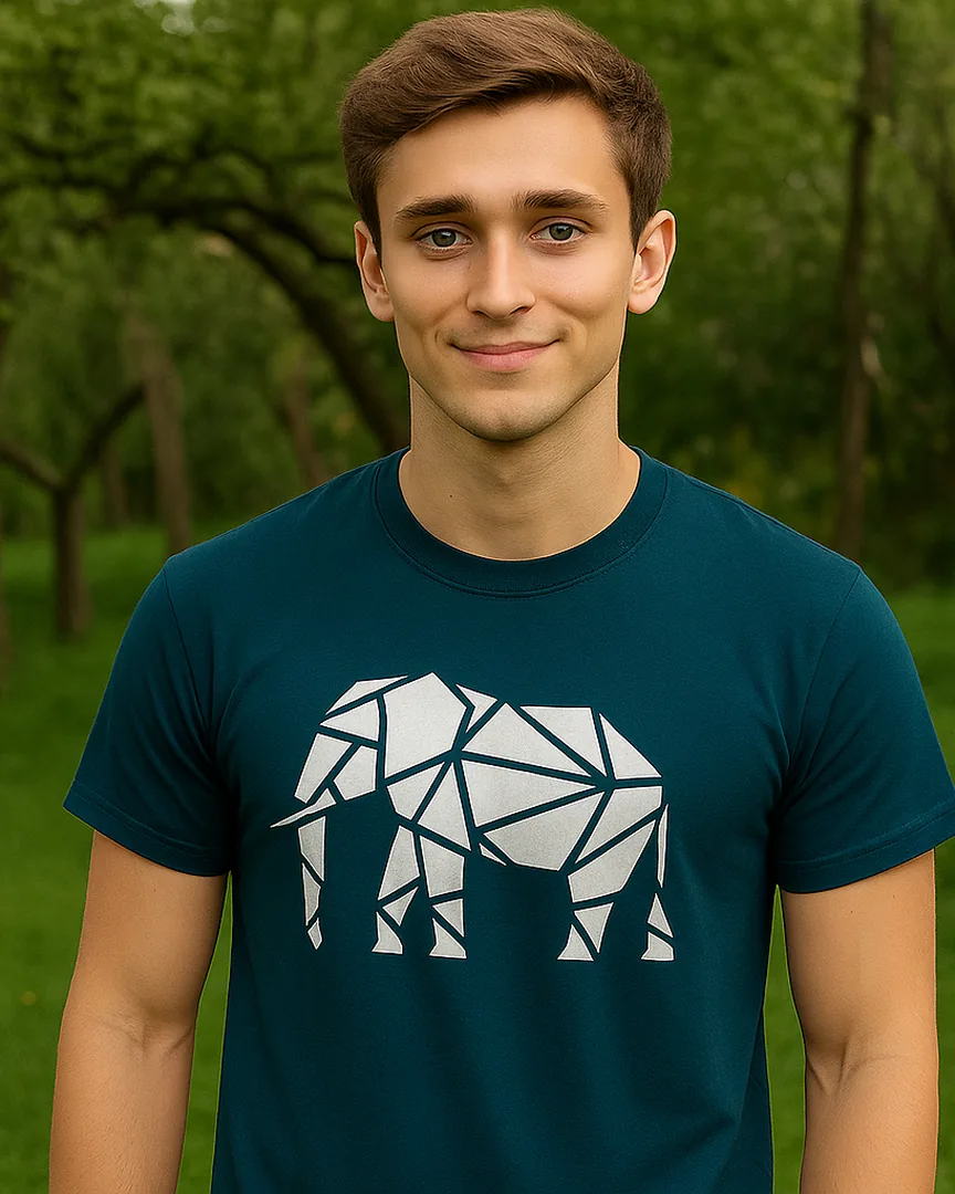 Camiseta Elefante Geométrico color Azul Turqui