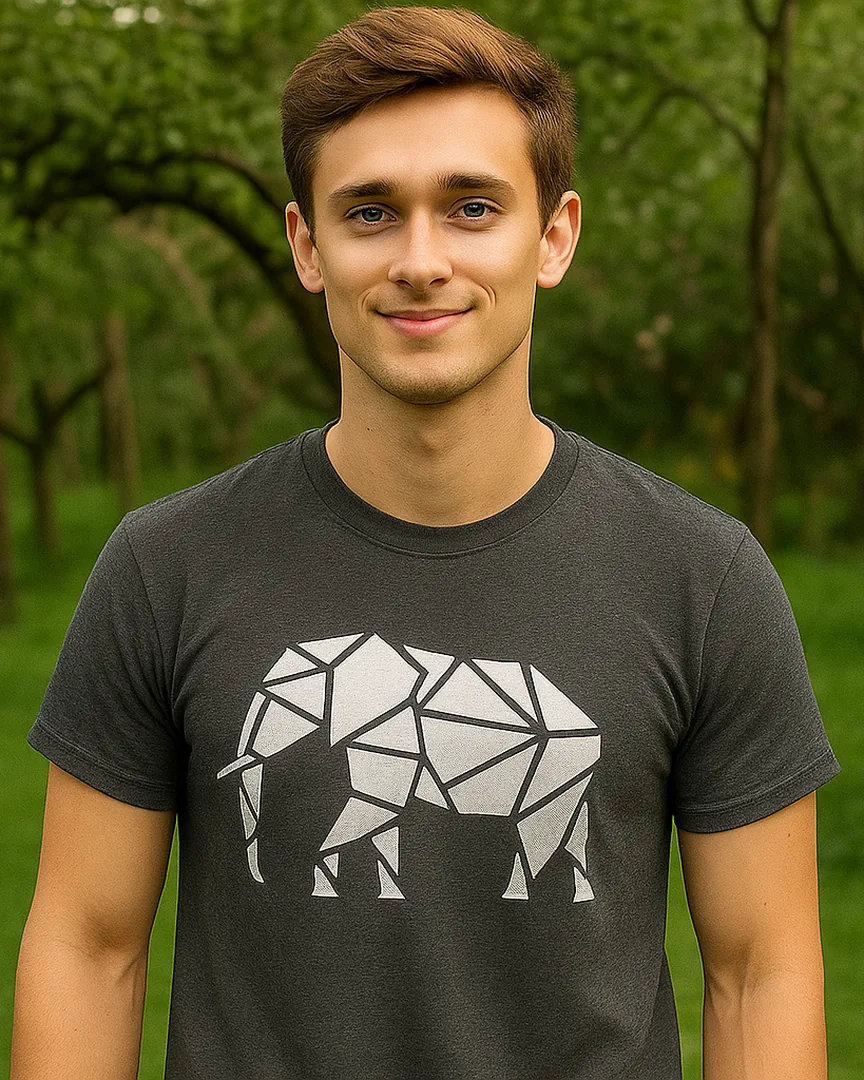 Camiseta Elefante Geométrico color Gris Jaspe