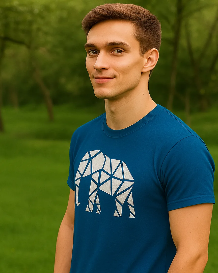 Camiseta Elefante Geométrico color Azul Turqui