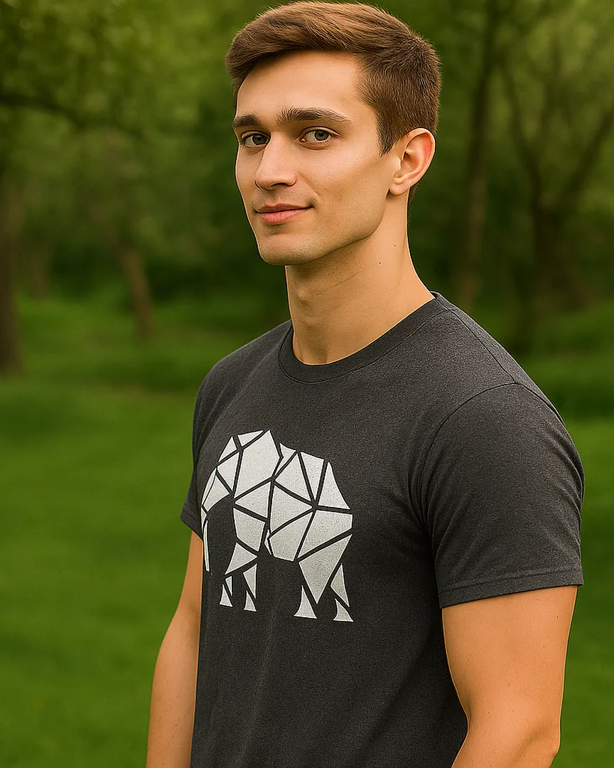 Camiseta Elefante Geométrico color Gris Jaspe