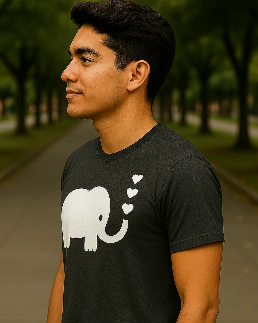 Camiseta Elefante con Corazones color Gris Jaspe