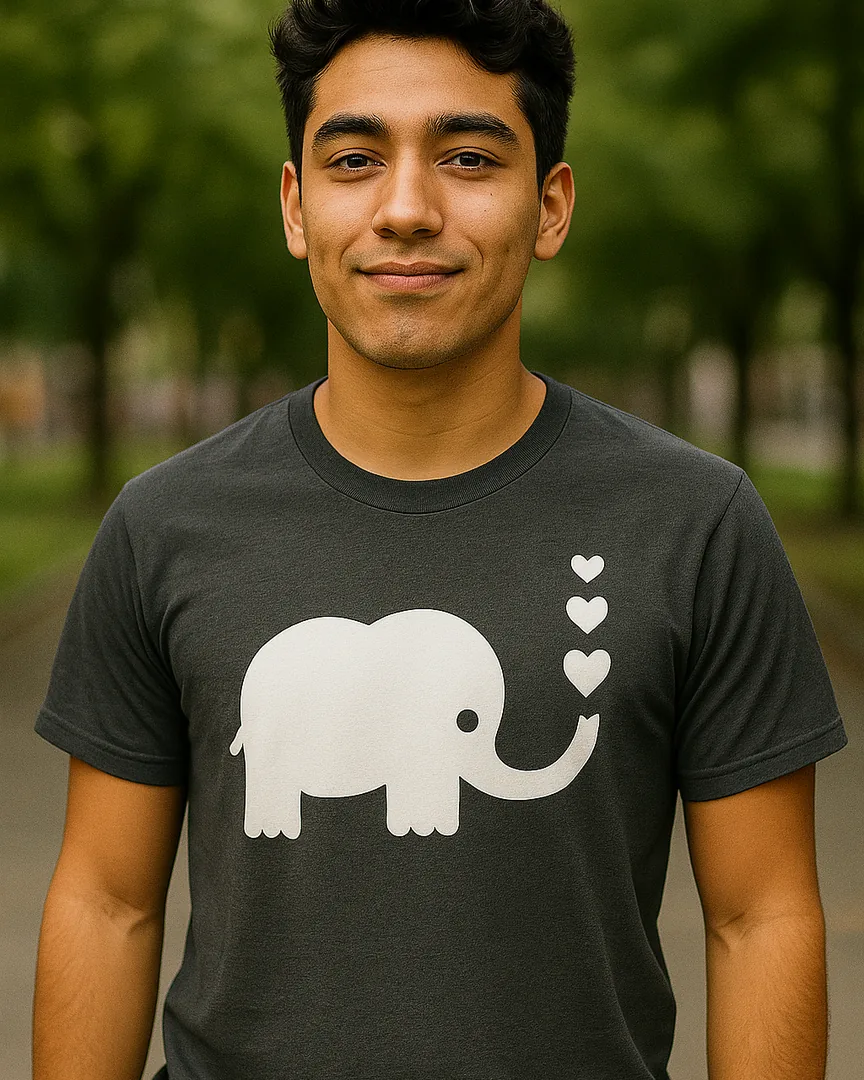 Camiseta Elefante con Corazones color Gris Jaspe