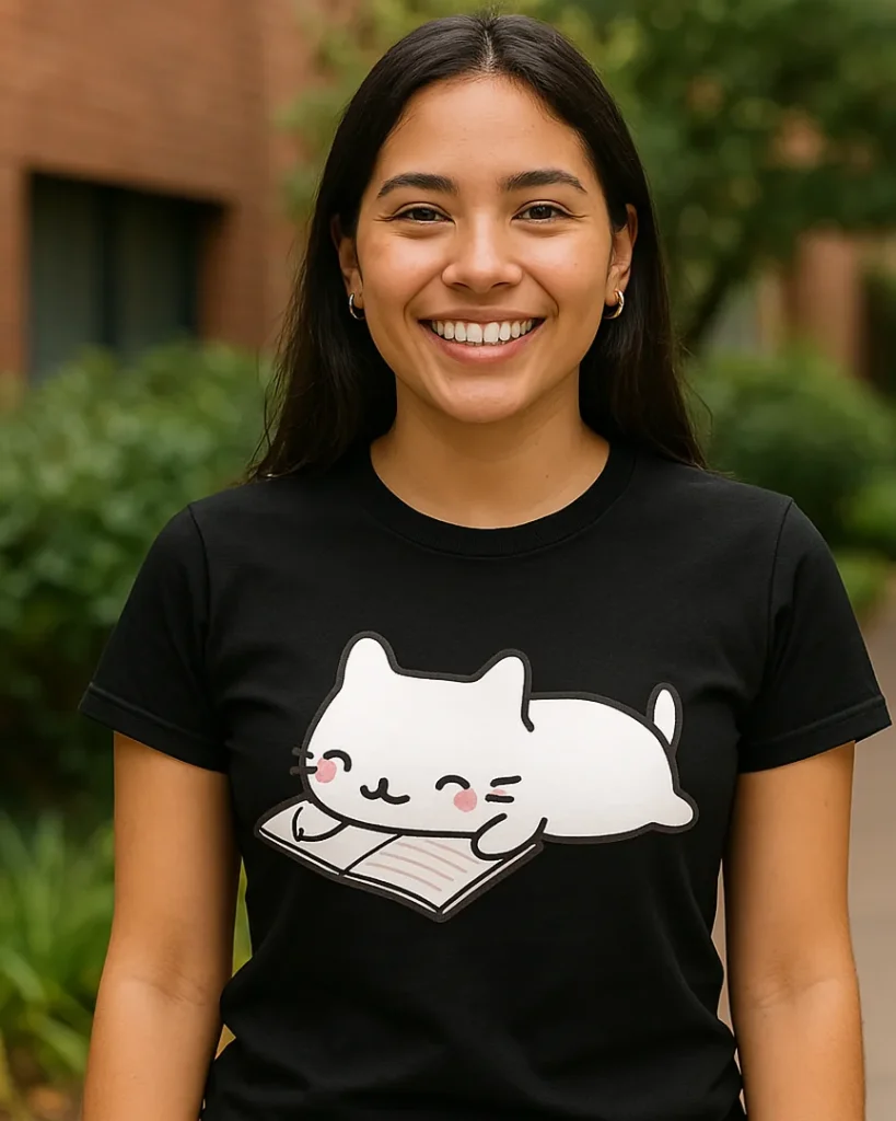 Camiseta Gatito Lector color Negro