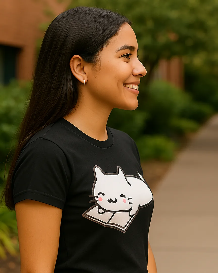 Camiseta Gatito Lector color Negro