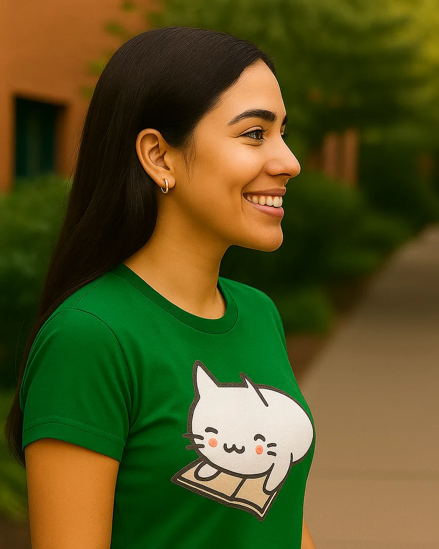 Camiseta Gatito Lector color Verde Cali