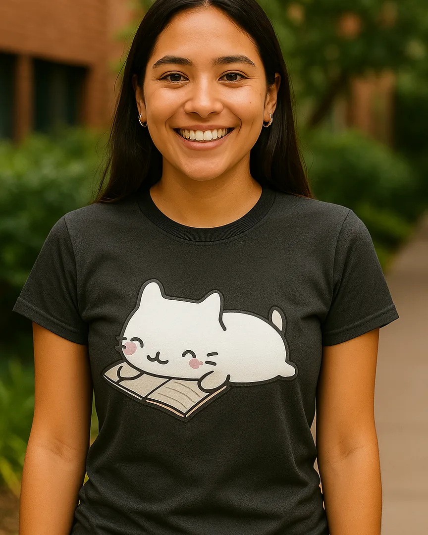 Camiseta Gatito Lector color Gris Jaspe