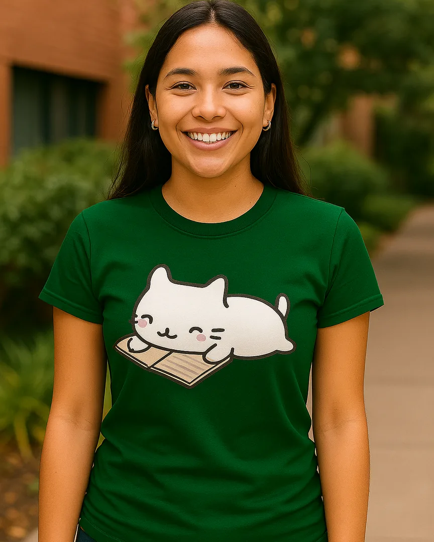 Camiseta Gatito Lector color Verde Cali