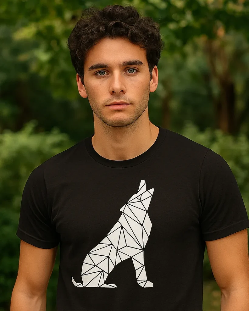 Camiseta Lobo Geométrico color Negro
