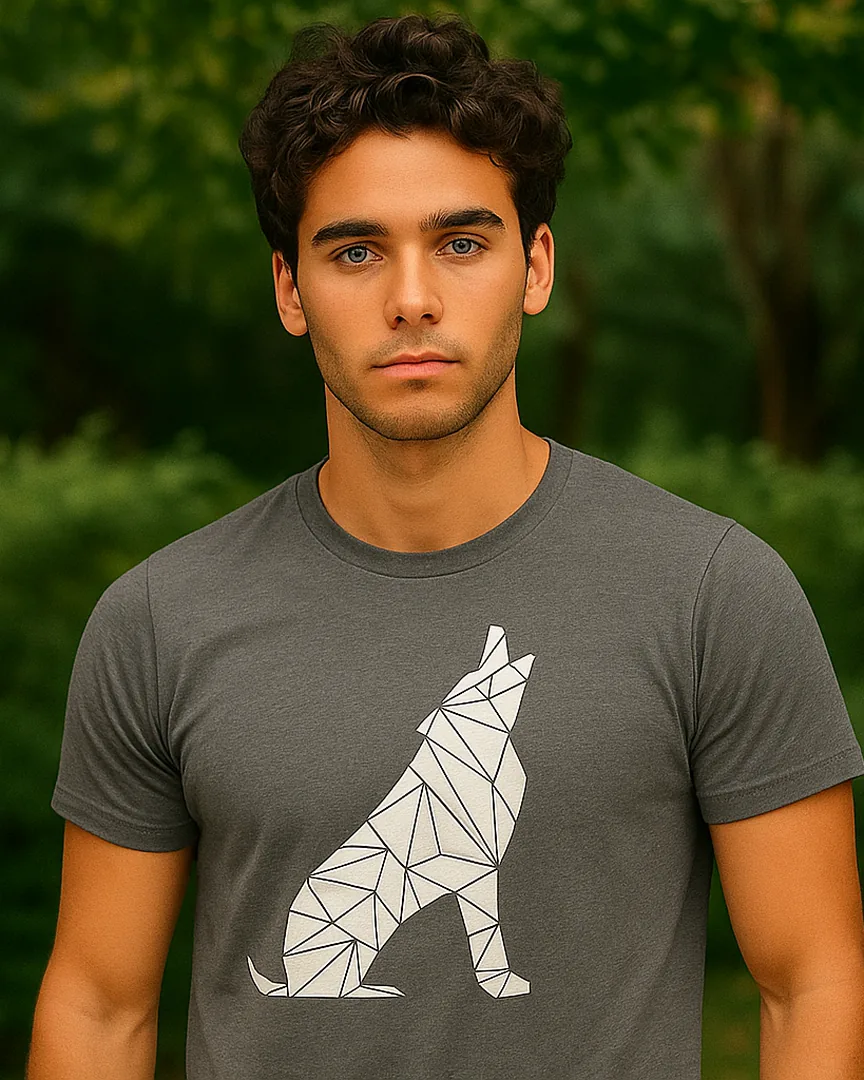 Camiseta Lobo Geométrico color Gris Jaspe