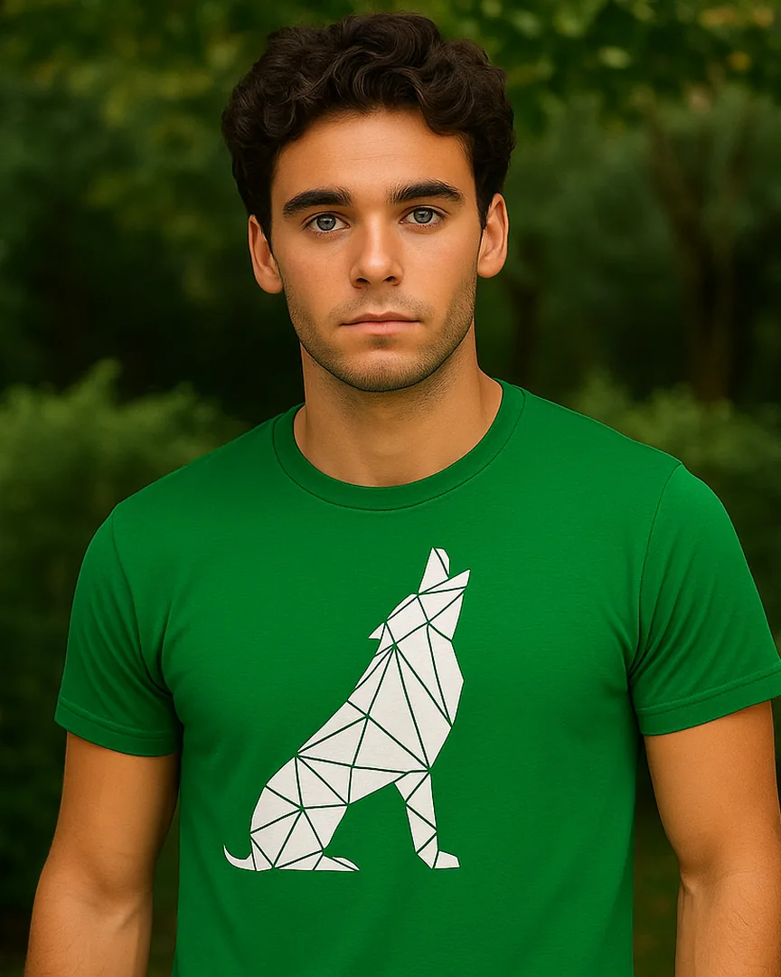 Camiseta Lobo Geométrico color Verde Cali