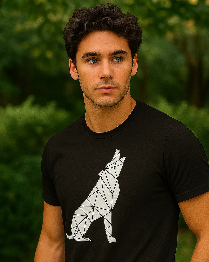 Camiseta Lobo Geométrico color Negro