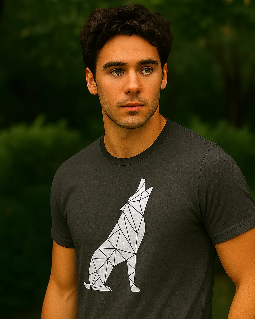 Camiseta Lobo Geométrico color Gris Jaspe