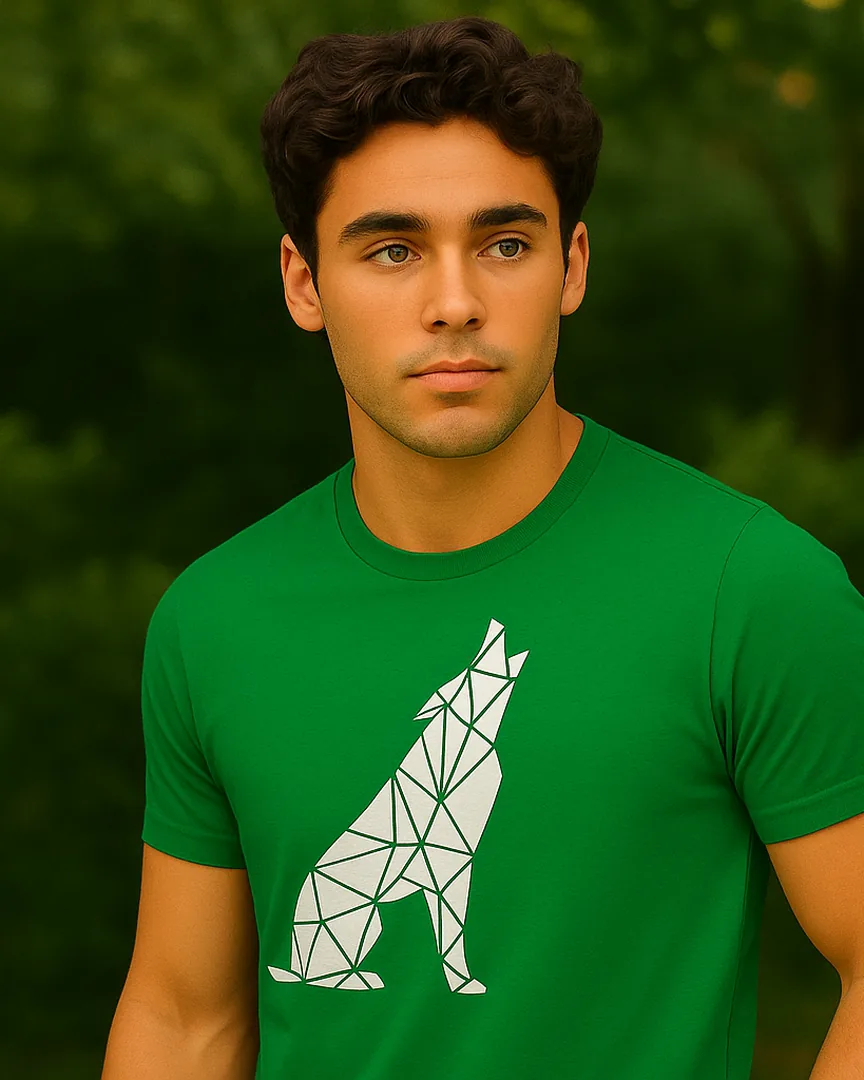 Camiseta Lobo Geométrico color Verde Cali