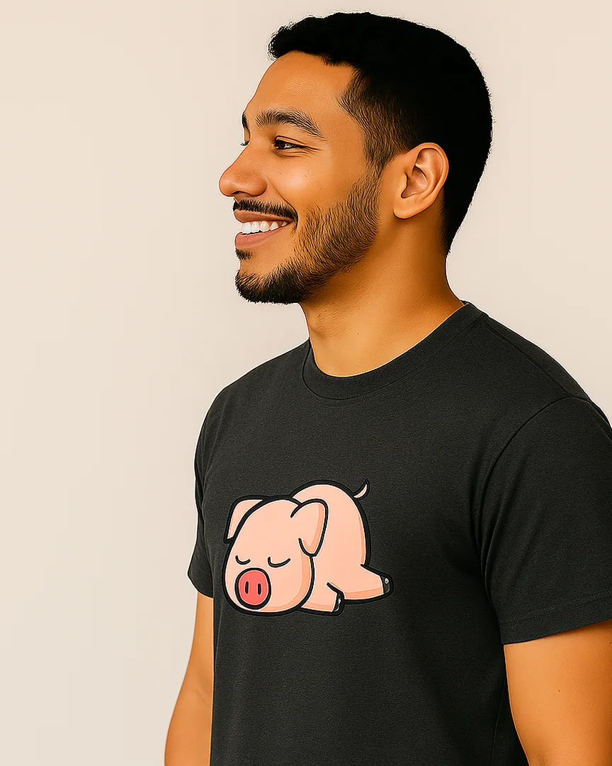 Camiseta Cerdito Dormilón color Gris Jaspe