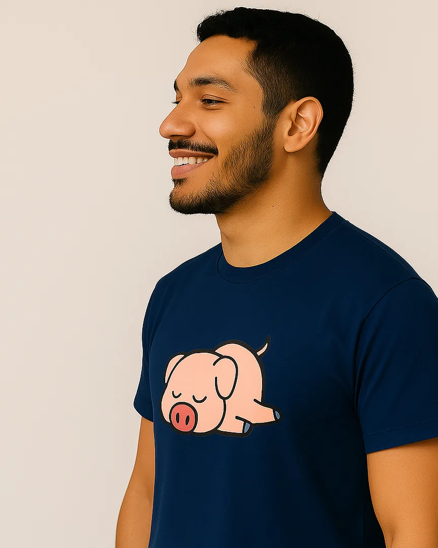 Camiseta Cerdito Dormilón color Azul Turqui