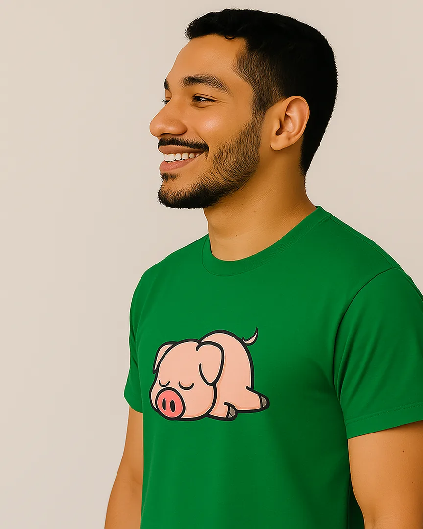 Camiseta Cerdito Dormilón color Verde Cali