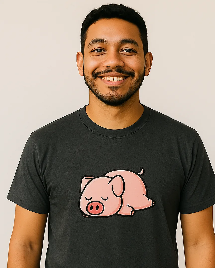 Camiseta Cerdito Dormilón color Gris Jaspe