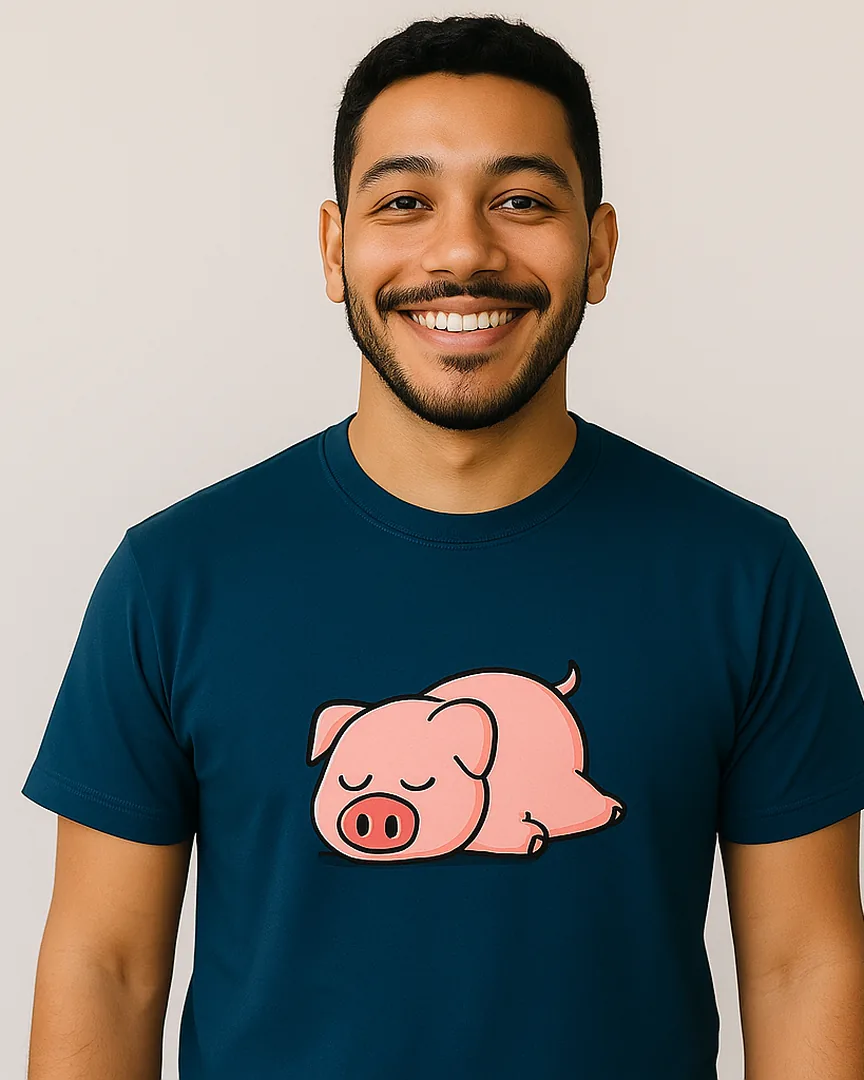 Camiseta Cerdito Dormilón color Azul Turqui