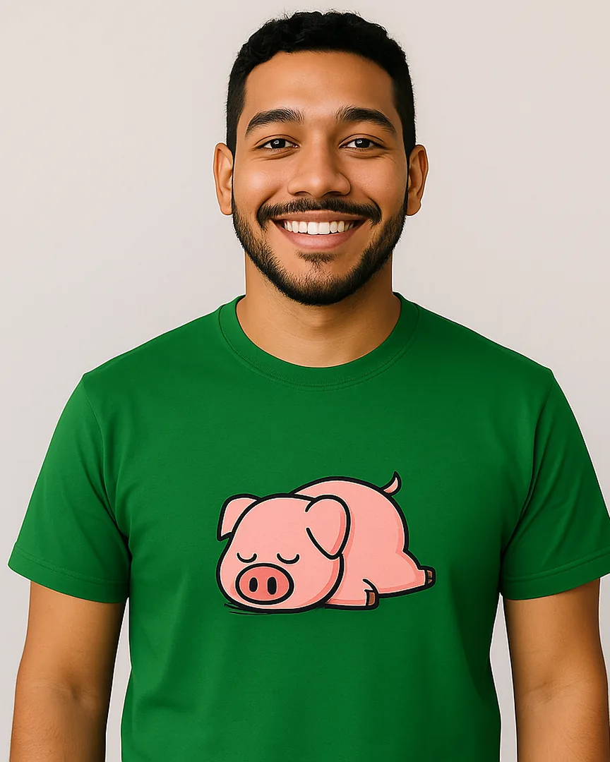 Camiseta Cerdito Dormilón color Verde Cali