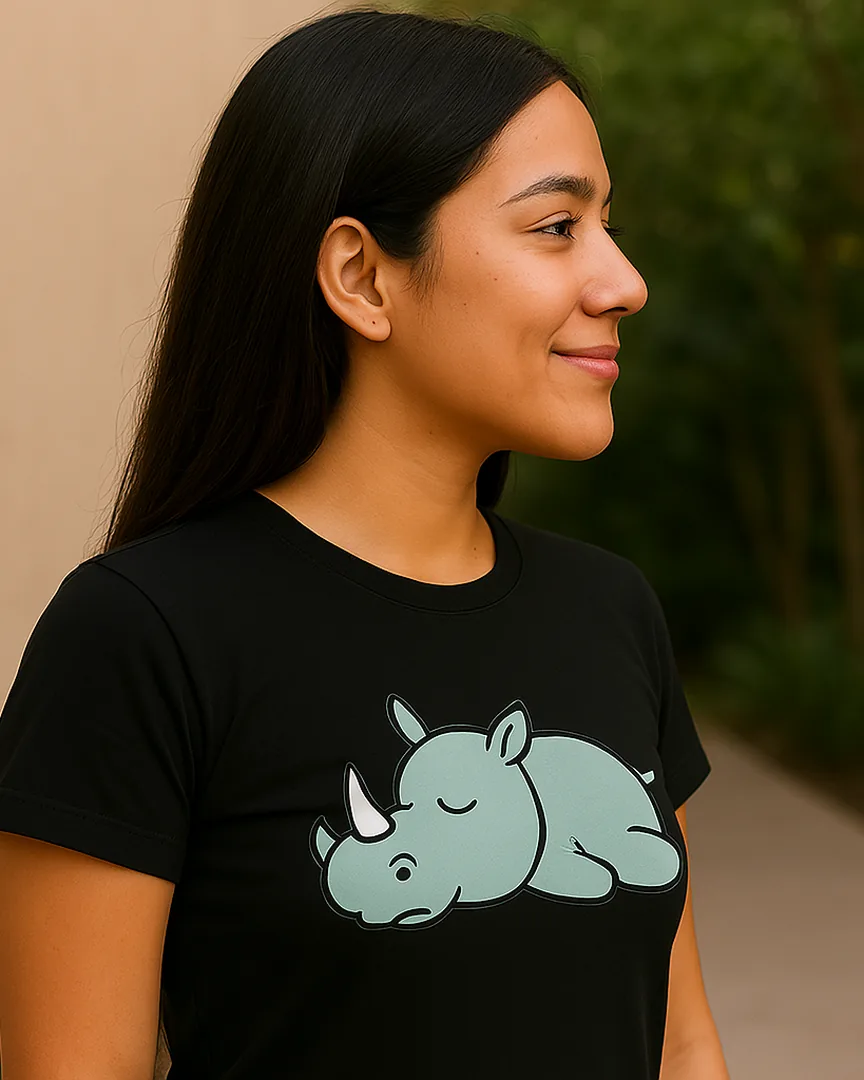Camiseta Rinoceronte Dormilón color Negro