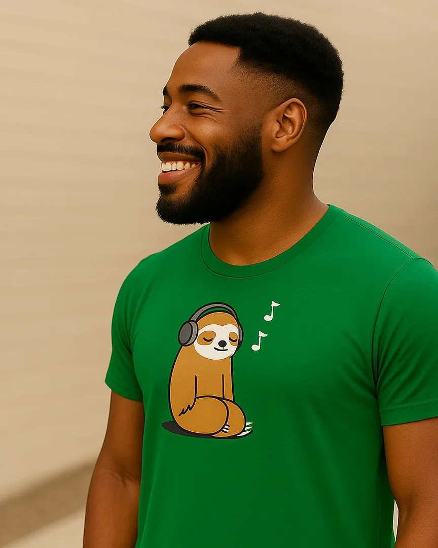 Camiseta Perezoso con Audífonos color Verde Cali